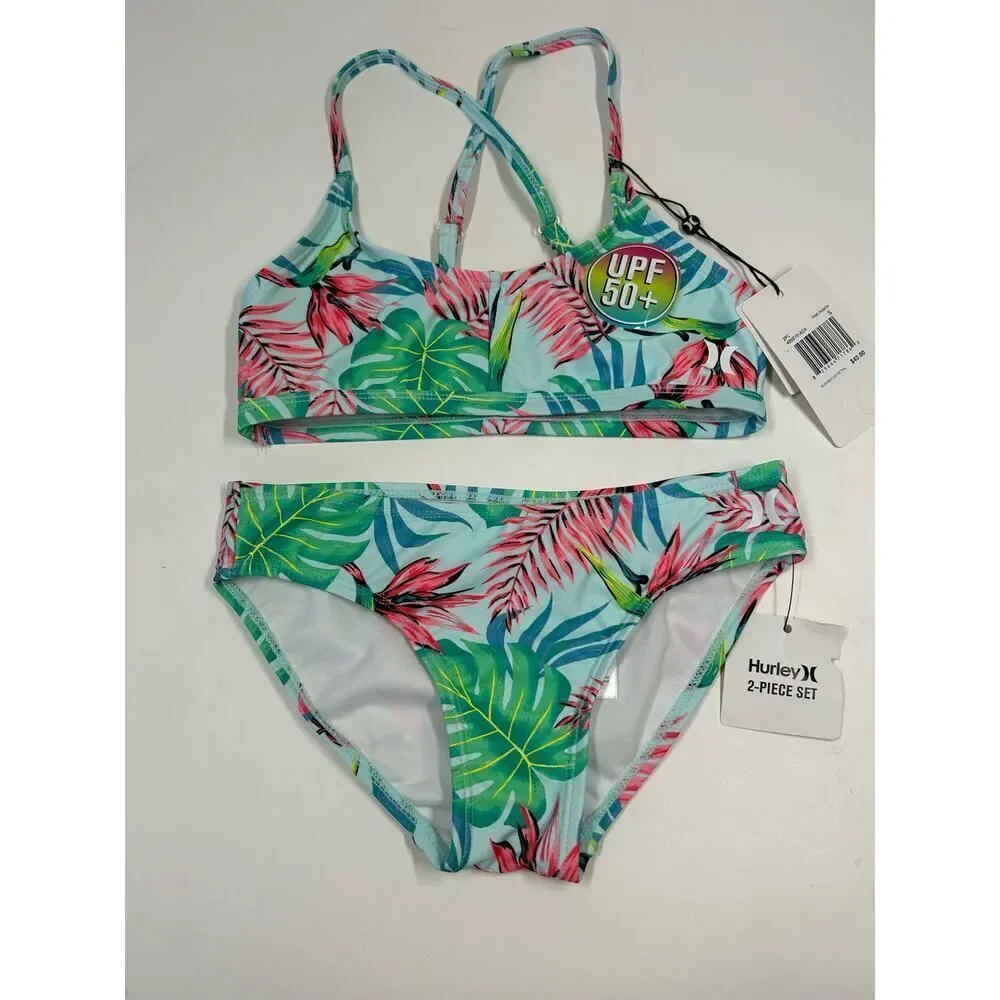 Hurley Girls Swim 2 Piece Bikini Set Pink Punch‎ Size S